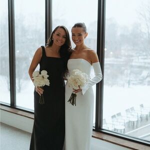 ALFRED SUNG Black Satin Wedding Dress